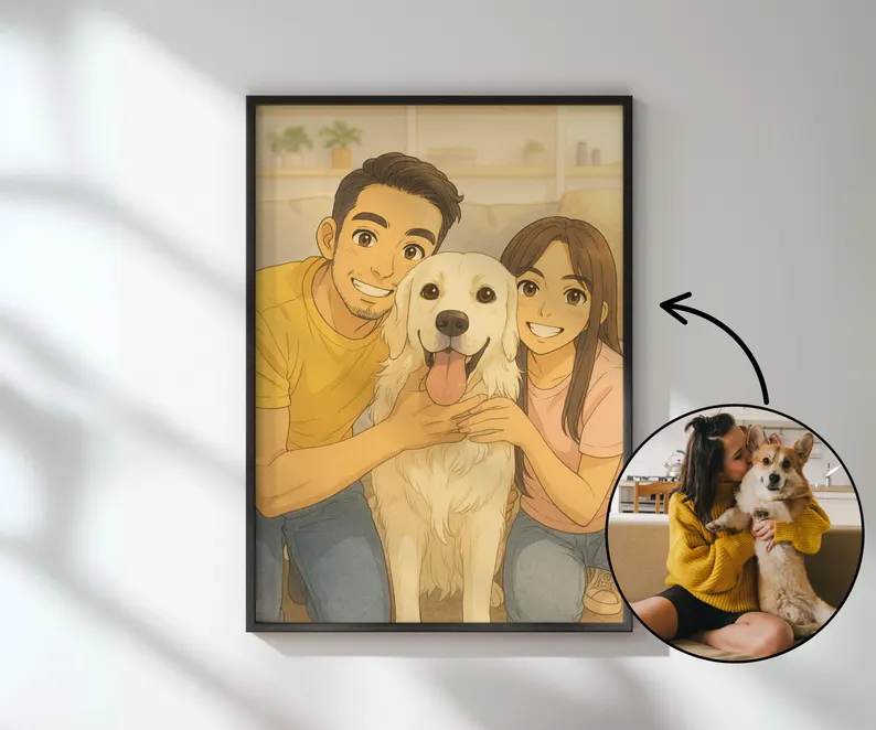 Portrait cartoon personnalisé réalisé pour un client
