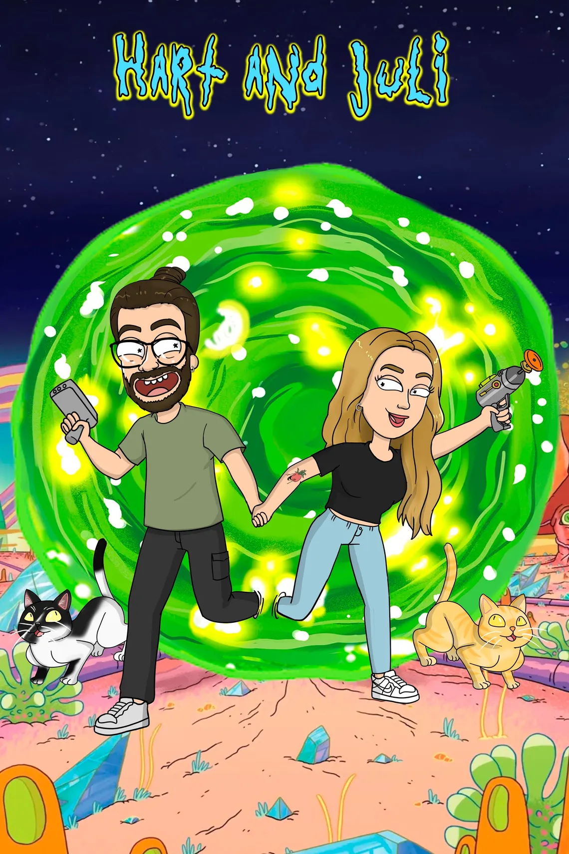 Portrait cartoon personnalisé réalisé pour un client