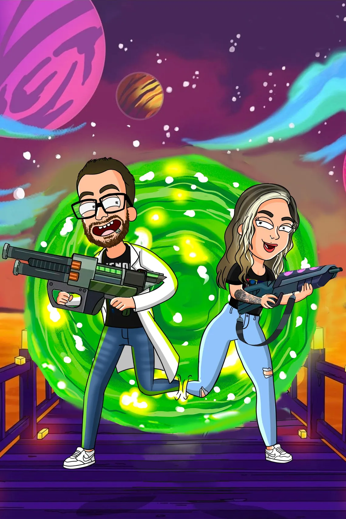 Portrait cartoon personnalisé réalisé pour un client