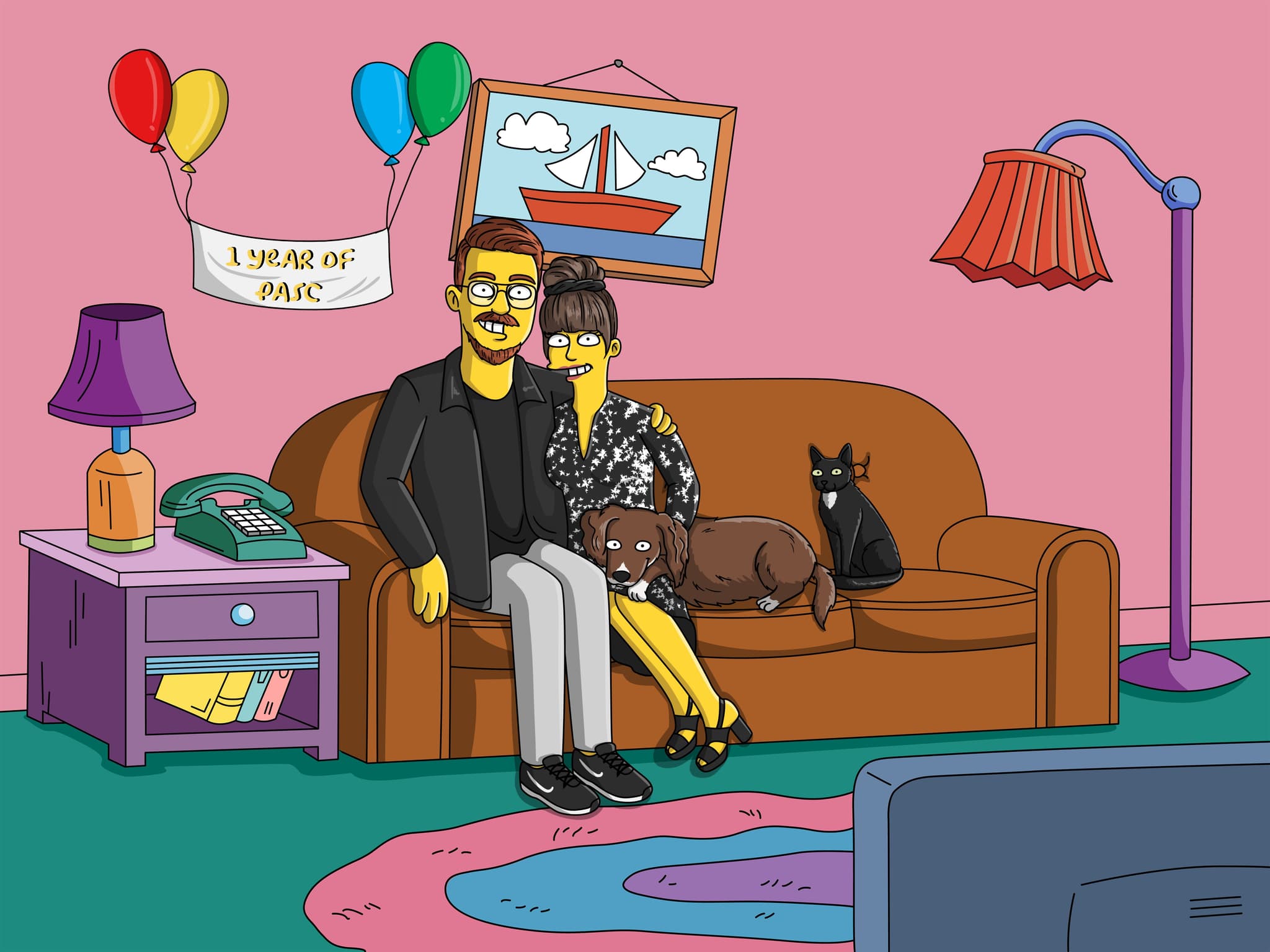 Portrait cartoon personnalisé réalisé pour un client