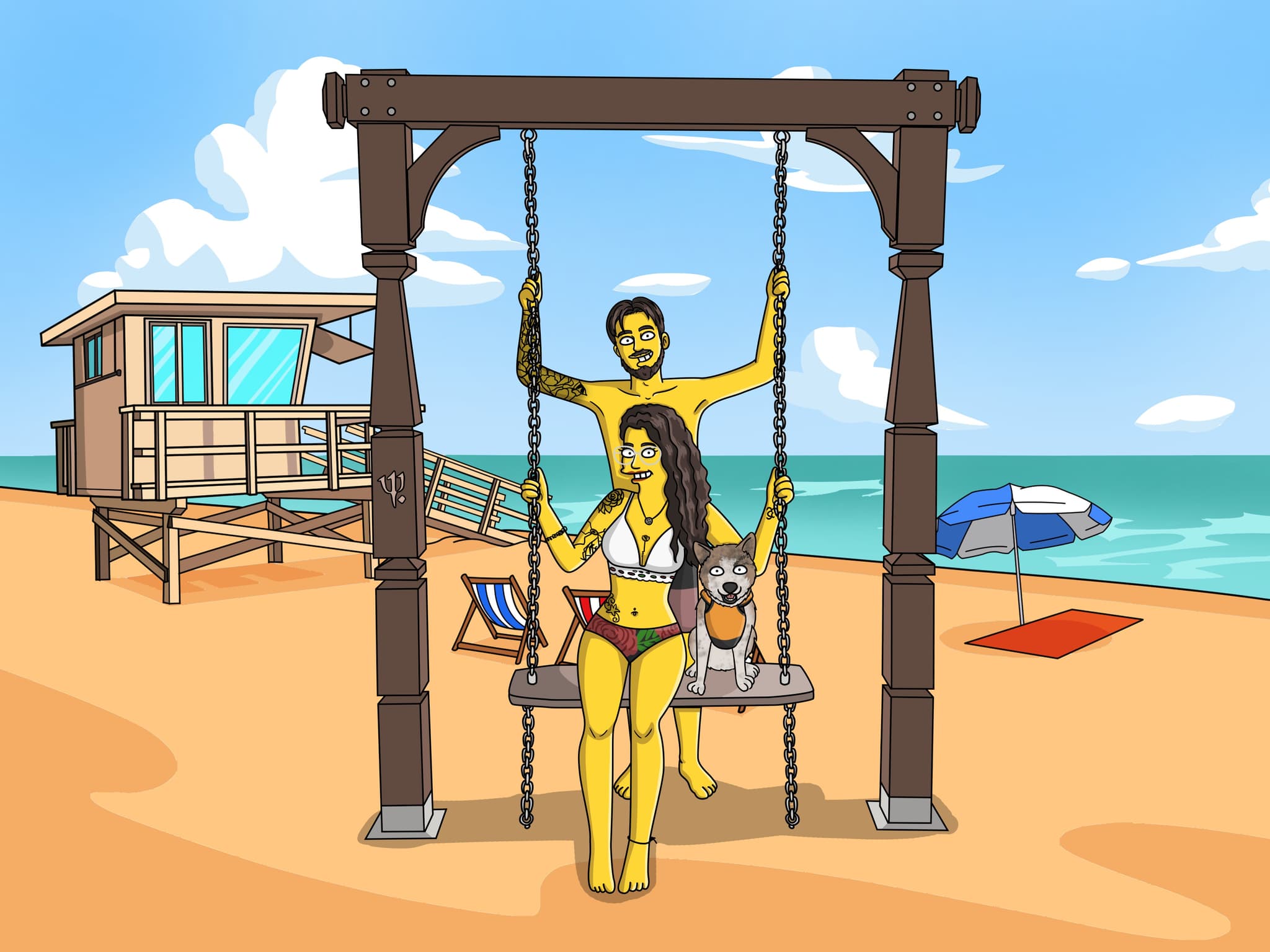 Portrait cartoon personnalisé réalisé pour un client